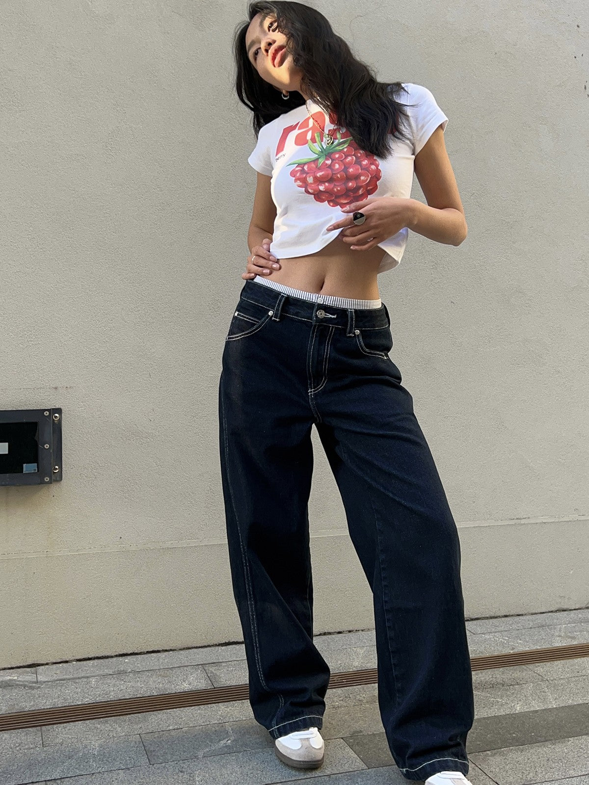 ICVIBE Just chilling·Dark-roasted Blackish Blue Lazy Cargo Jeans